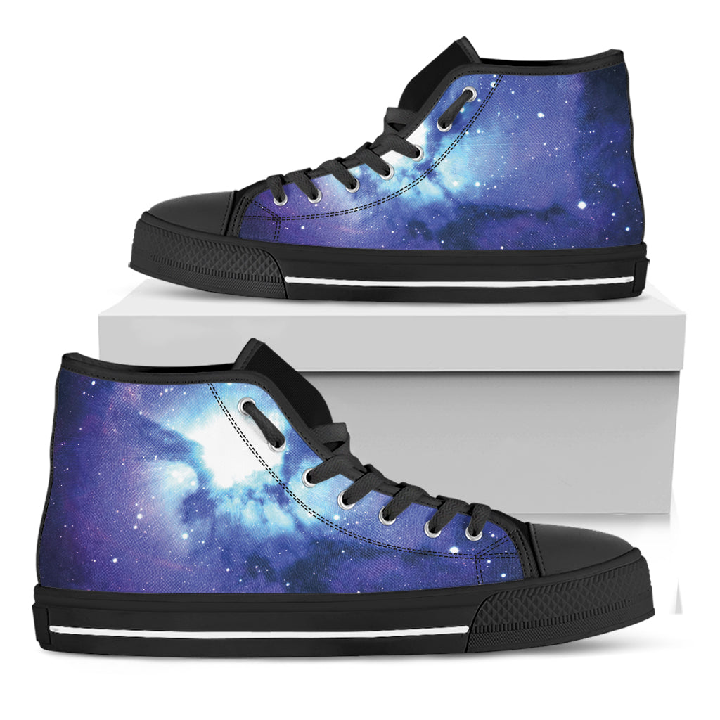 Nebula Space Print Black High Top Shoes