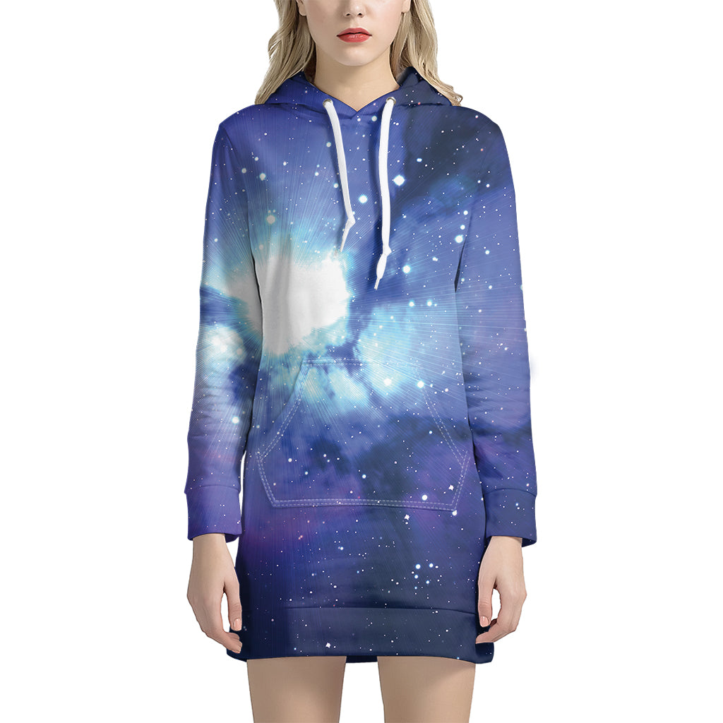 Nebula Space Print Women's Pullover Hoodie Dress