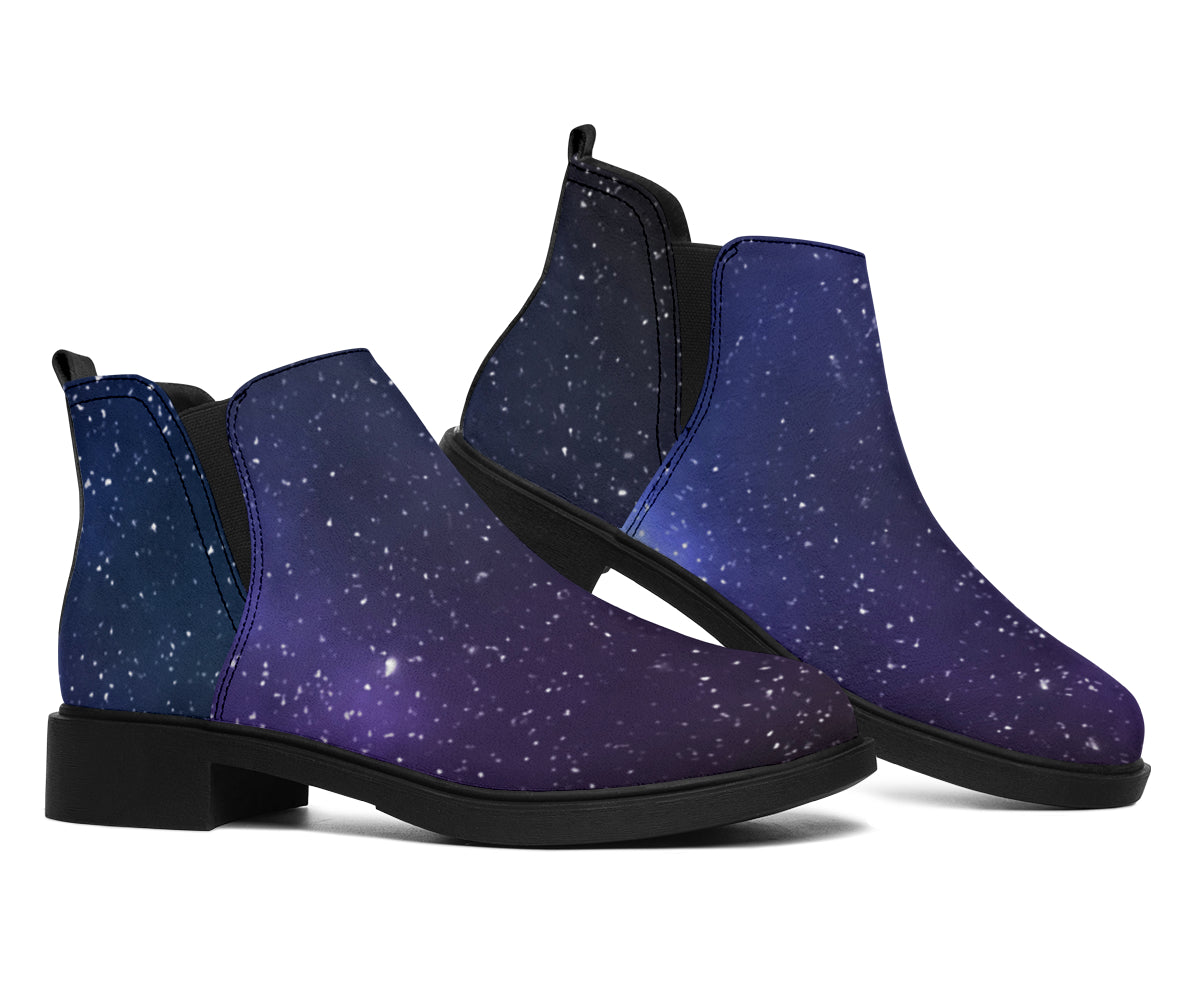 Nebula Universe Galaxy Deep Space Print Flat Ankle Boots