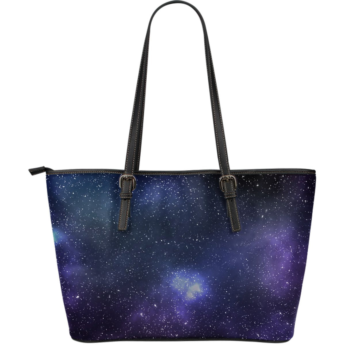 Nebula Universe Galaxy Deep Space Print Leather Tote Bag