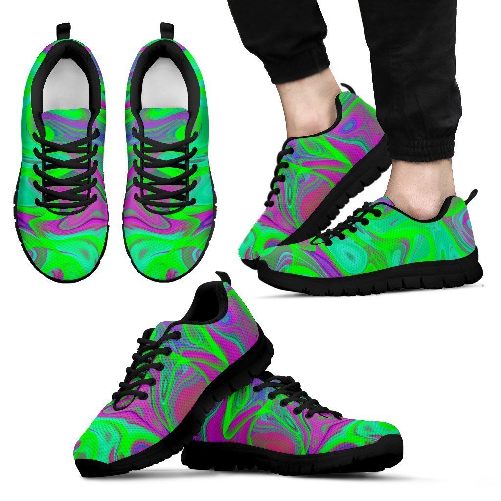Neon Green Pink Psychedelic Trippy Print Men's Sneakers