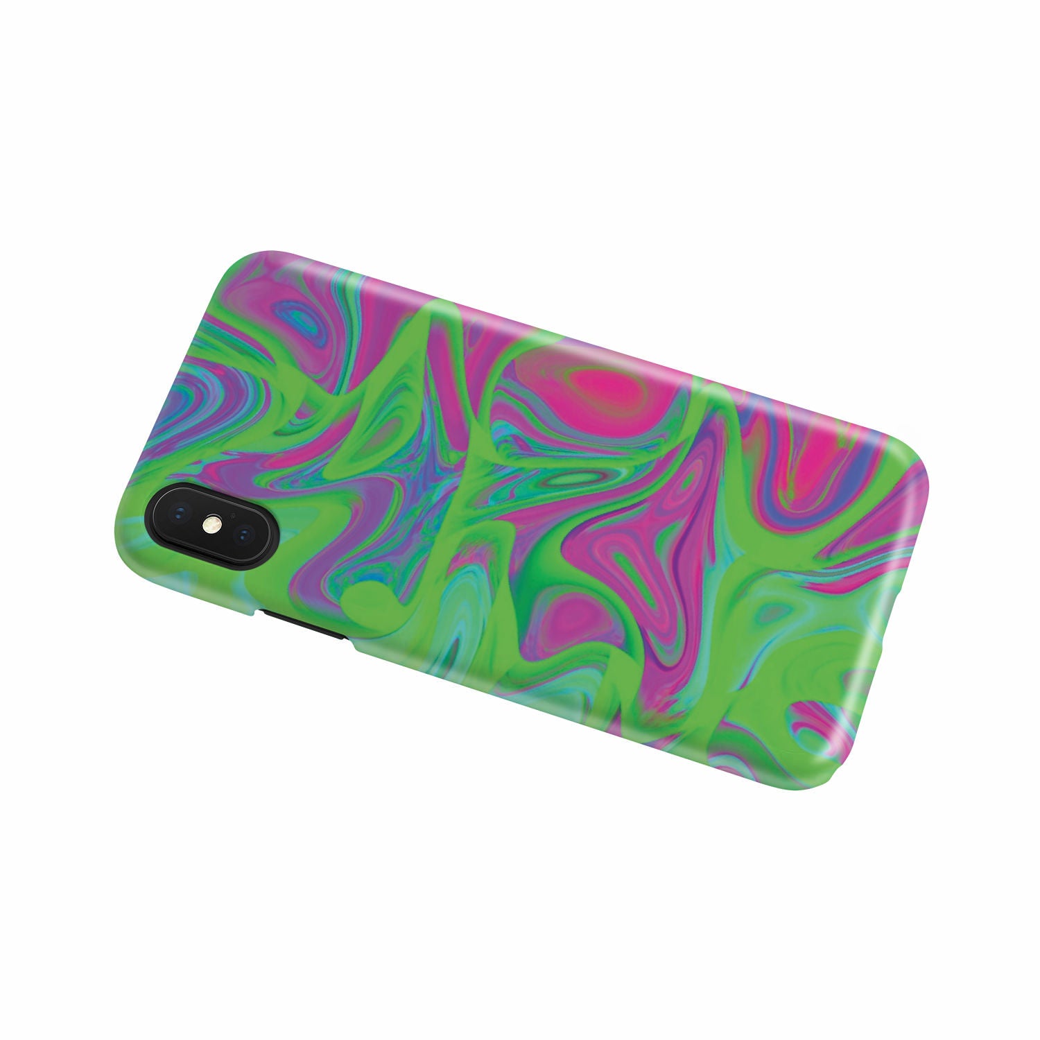 Neon Green Pink Psychedelic Trippy Print Phone Case