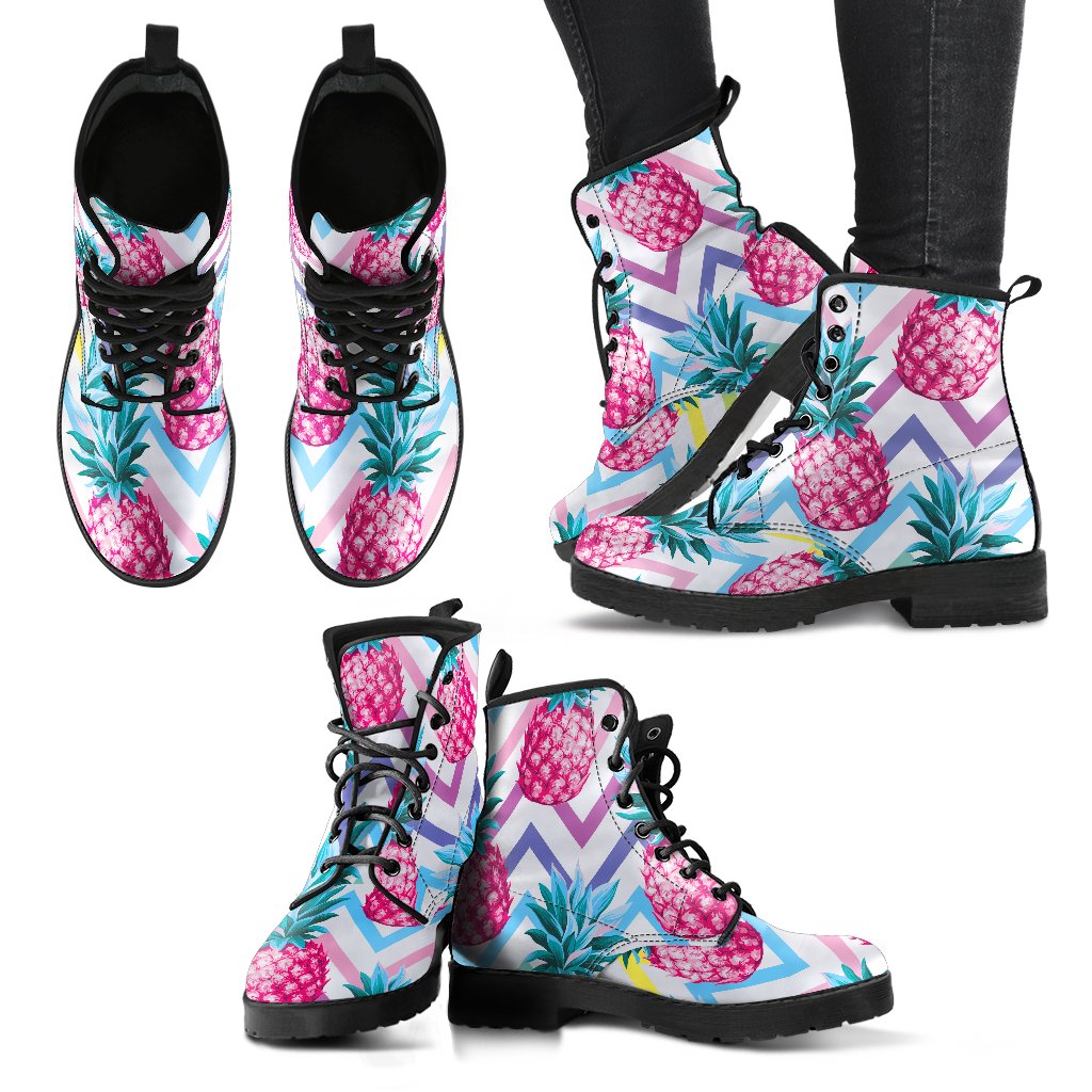 Neon Zig Zag Pineapple Pattern Print Women's Boots