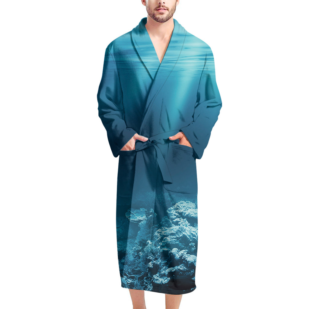 Ocean Underwater Print Men's Bathrobe