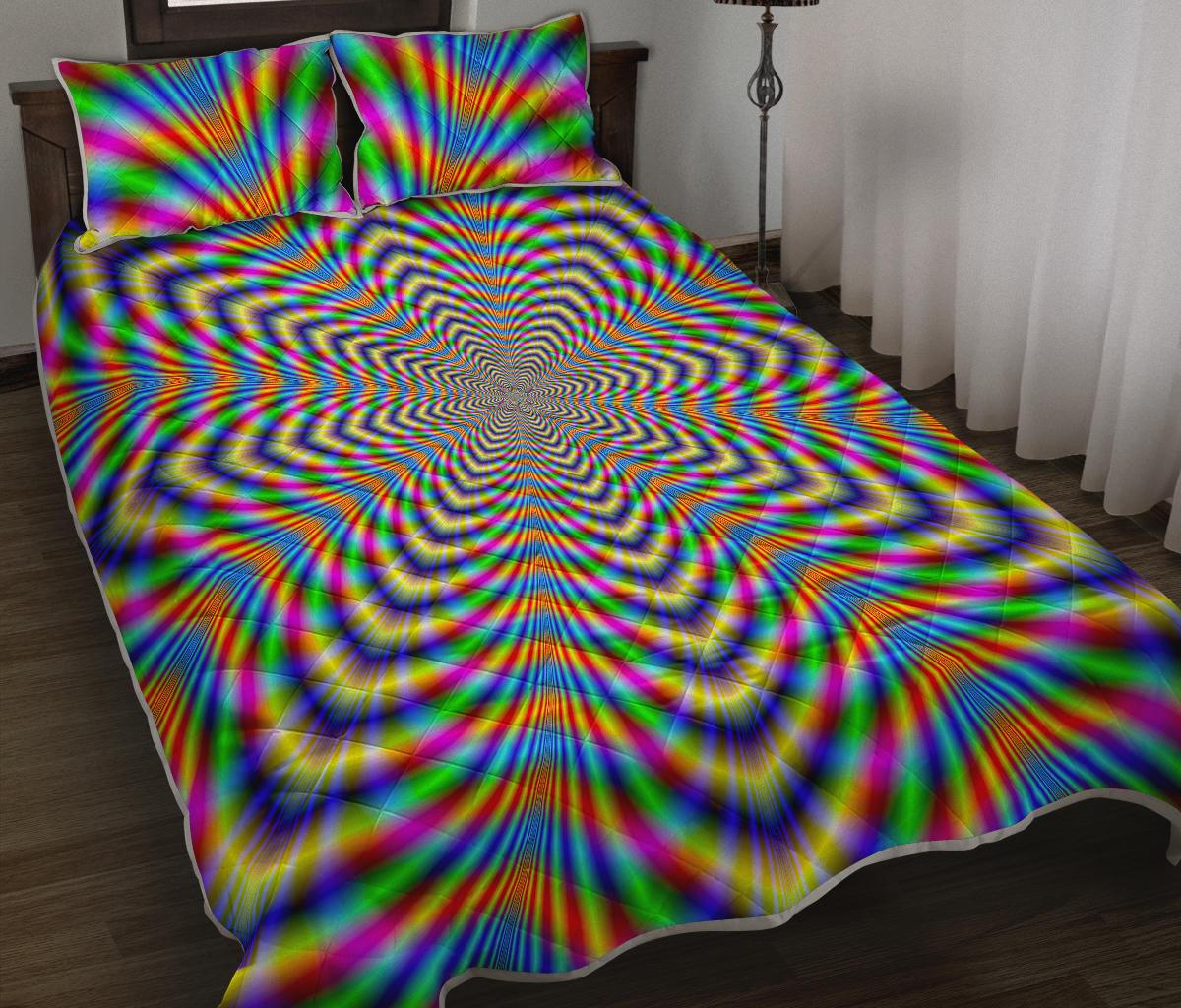 Octagonal Psychedelic Optical Illusion Quilt Bed Set