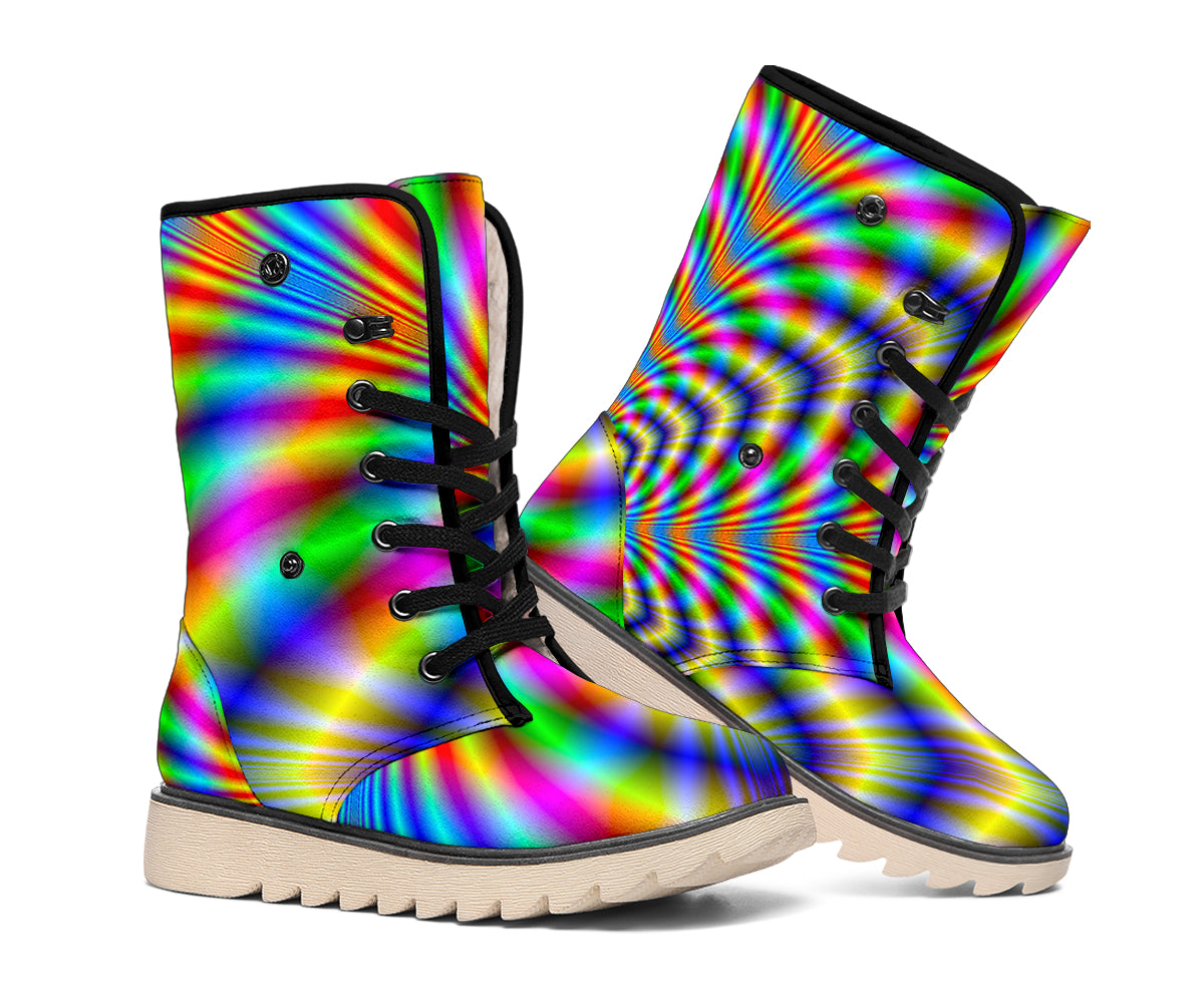 Octagonal Psychedelic Optical Illusion Winter Boots