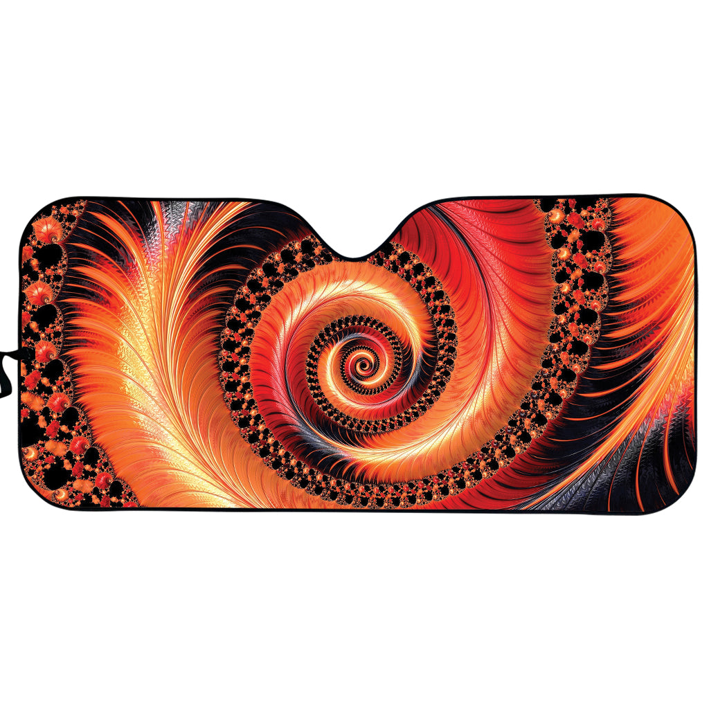 Orange Fractal Print Car Sun Shade