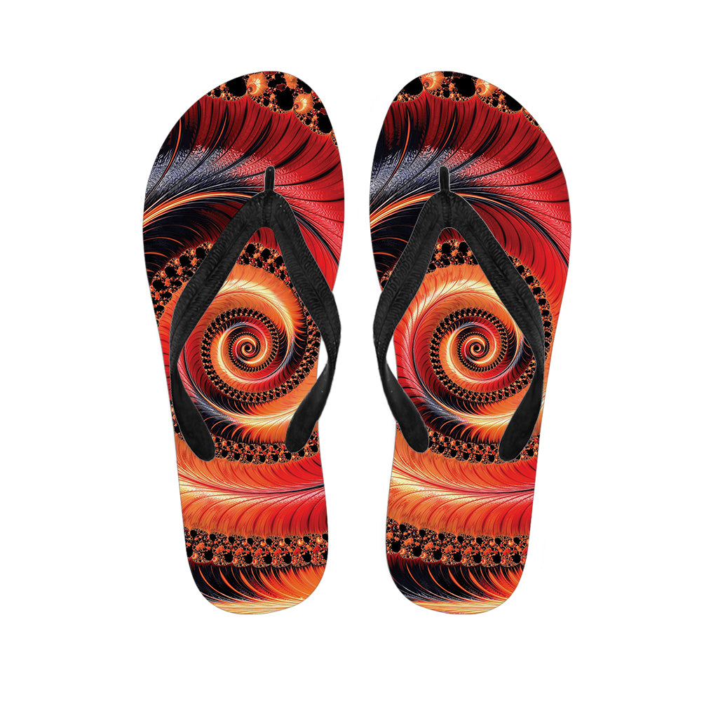 Orange Fractal Print Flip Flops