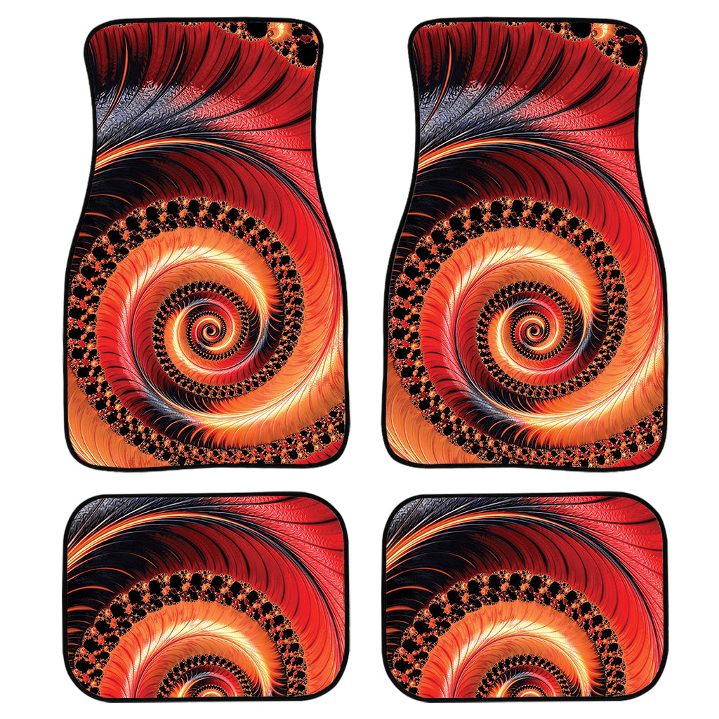 Orange Fractal Print Front and Back Car Floor Mats