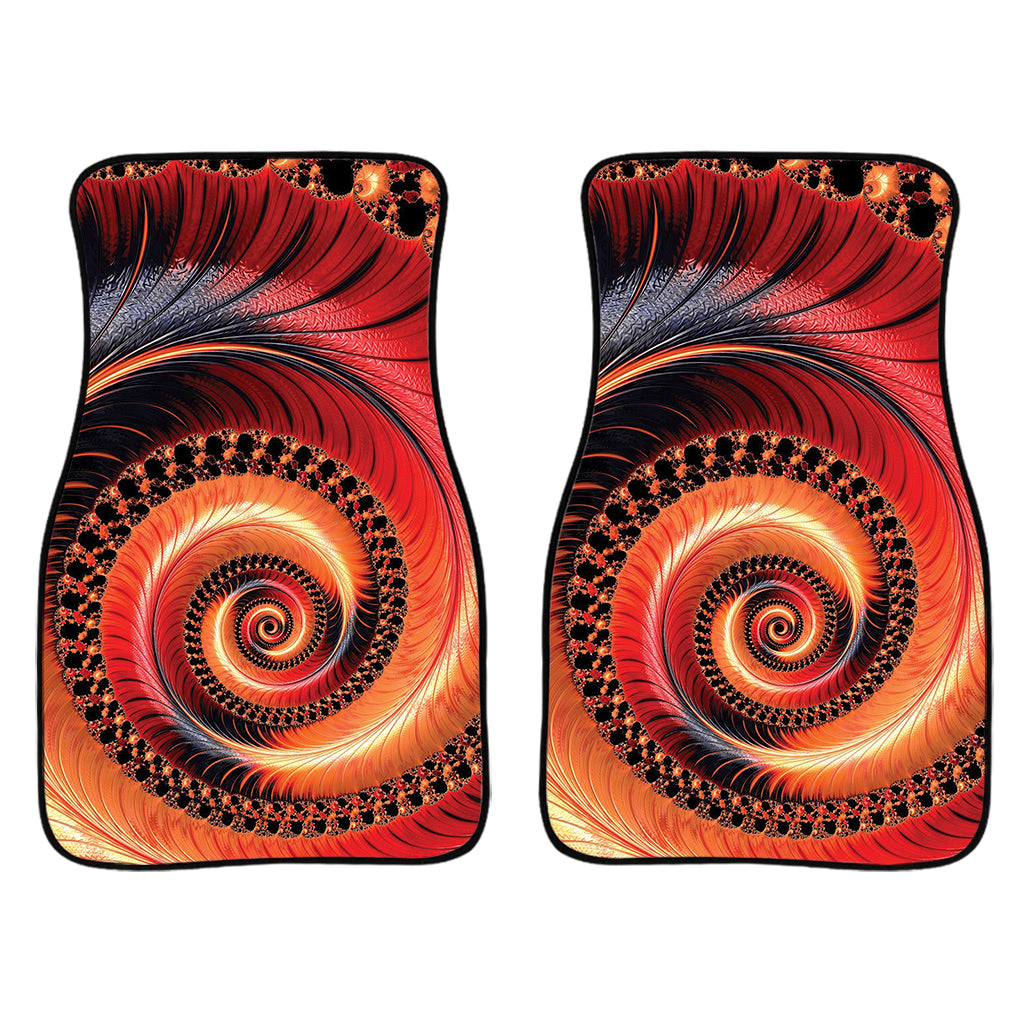 Orange Fractal Print Front Car Floor Mats