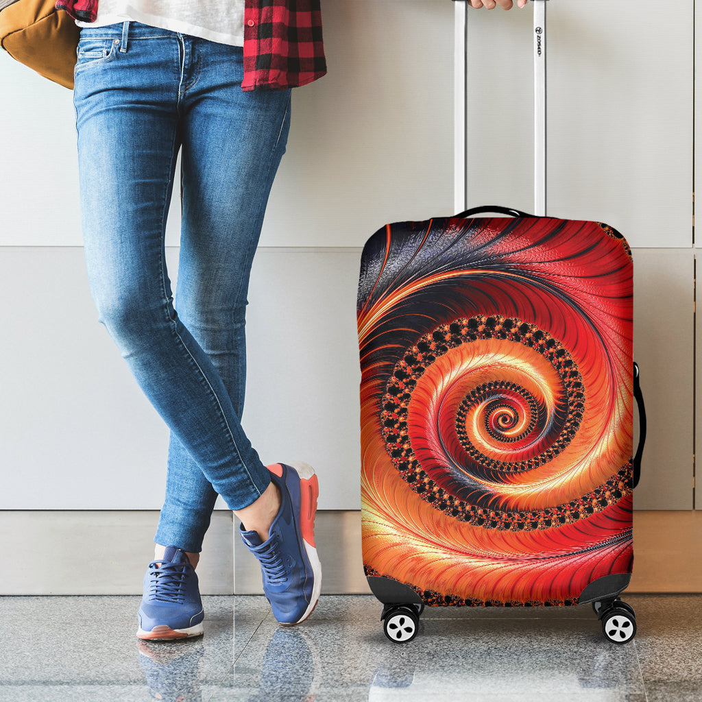 Orange Fractal Print Luggage Cover