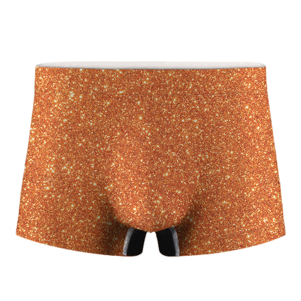 Orange Glitter Texture Print Men's Boxer Briefs