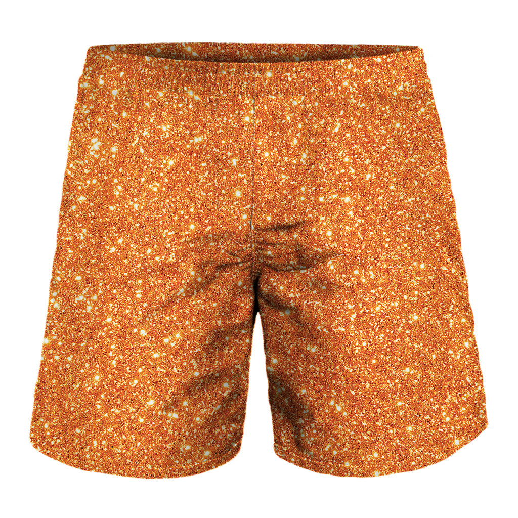 Orange Glitter Texture Print Men's Shorts