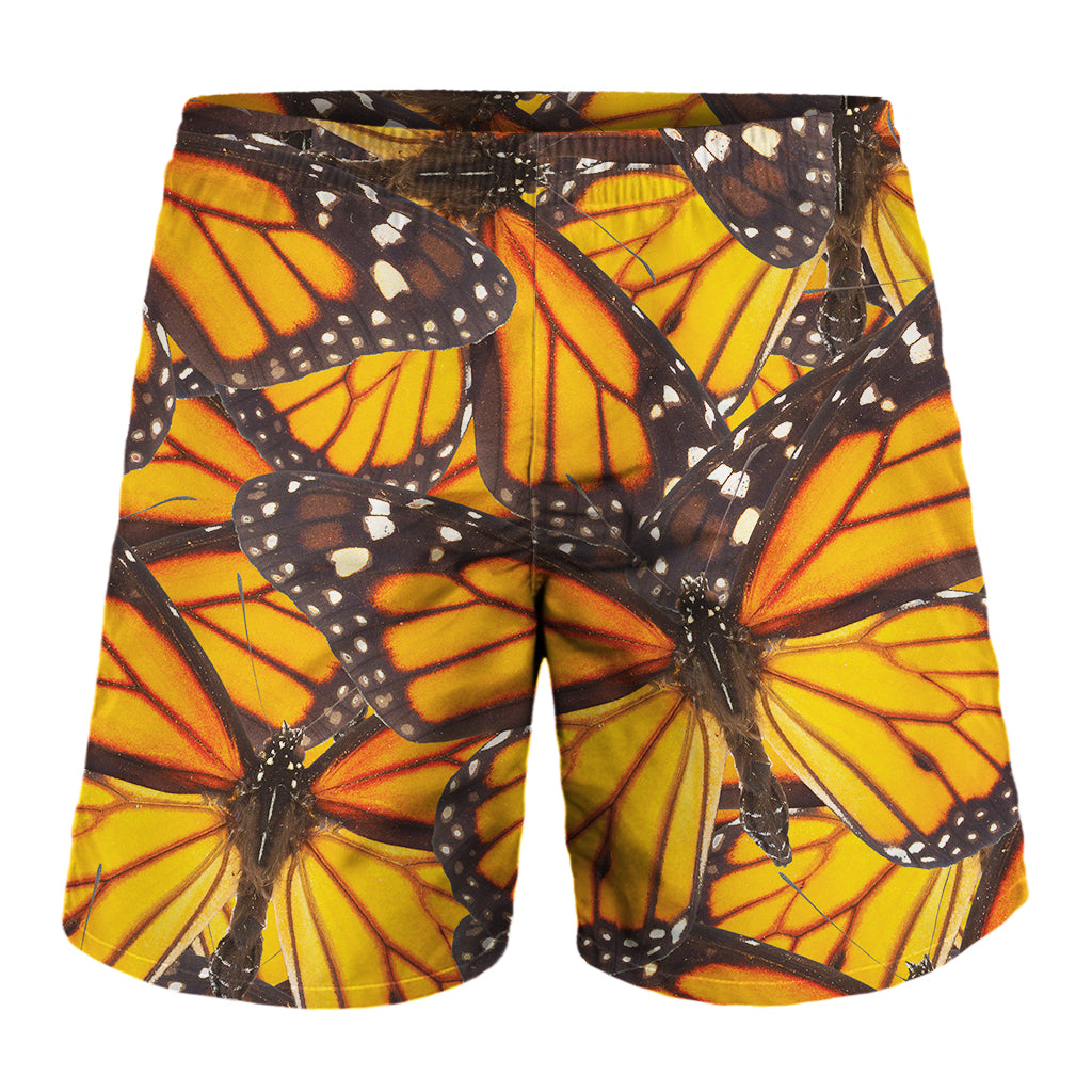 Orange Monarch Butterfly Pattern Print Men's Shorts