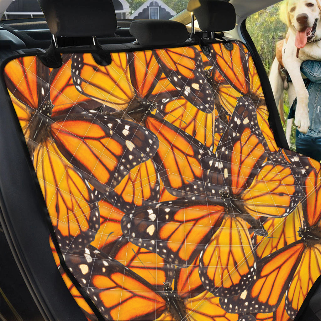 Orange Monarch Butterfly Pattern Print Pet Car Back Seat Cover