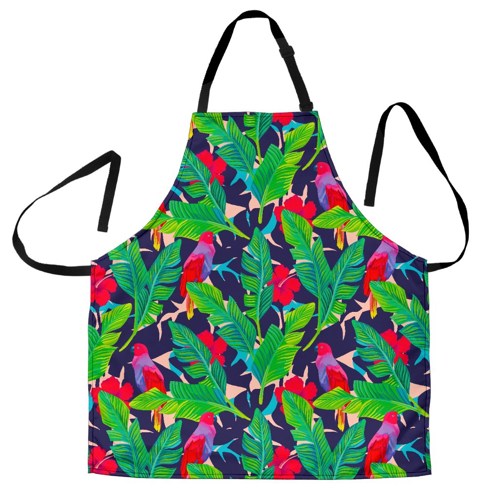 Parrot Banana Leaf Hawaii Pattern Print Men's Apron