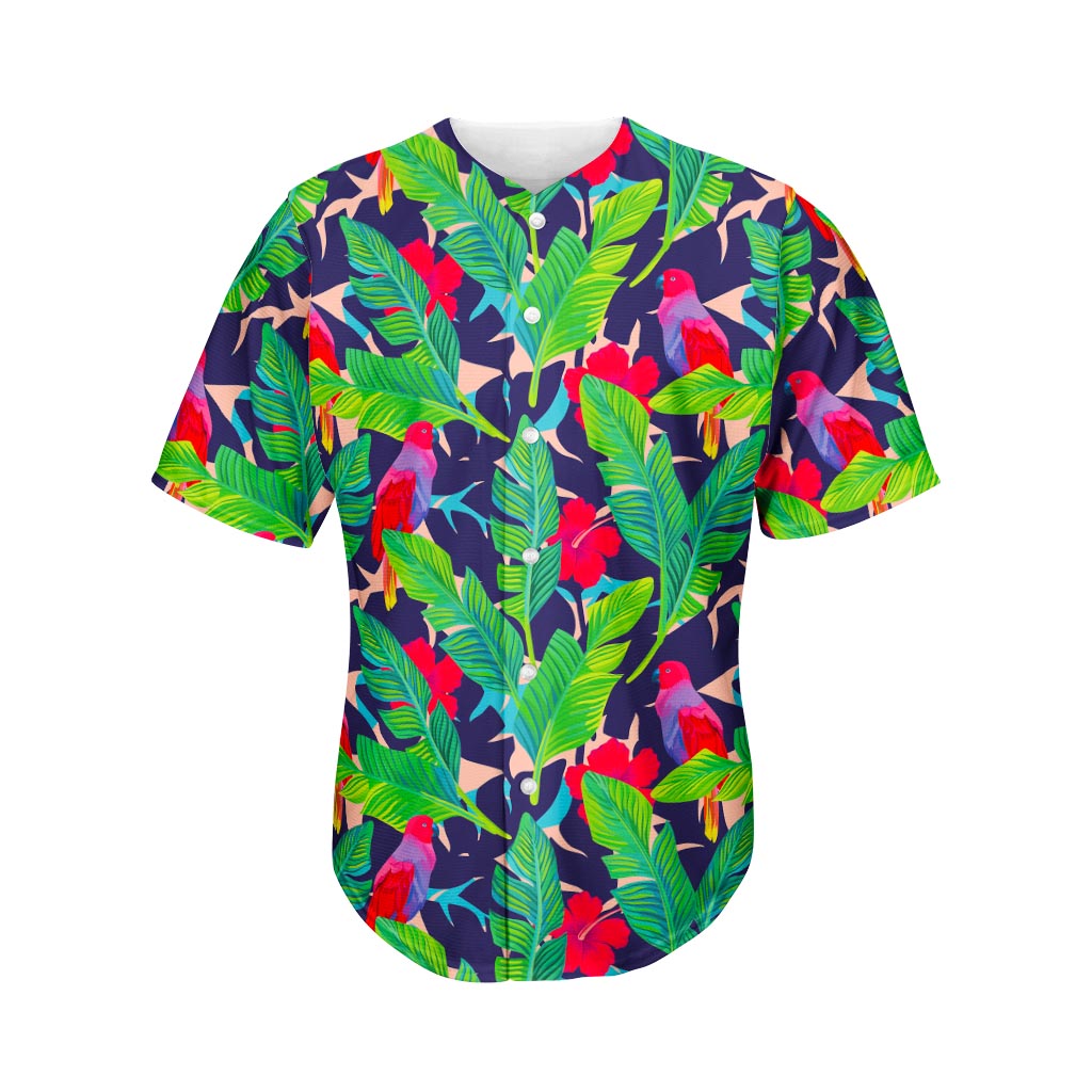 Parrot Banana Leaf Hawaii Pattern Print Men's Baseball Jersey