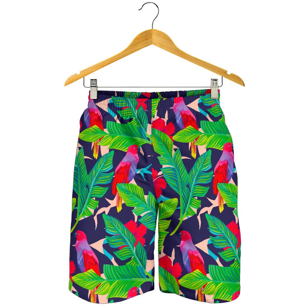 Parrot Banana Leaf Hawaii Pattern Print Men's Shorts