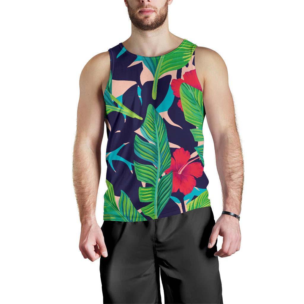 Parrot Banana Leaf Hawaii Pattern Print Men's Tank Top