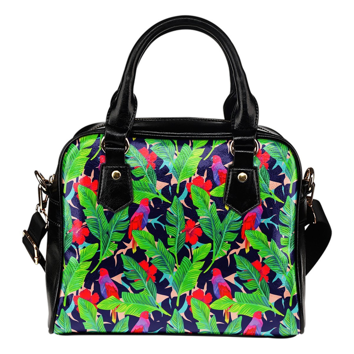 Parrot Banana Leaf Hawaii Pattern Print Shoulder Handbag