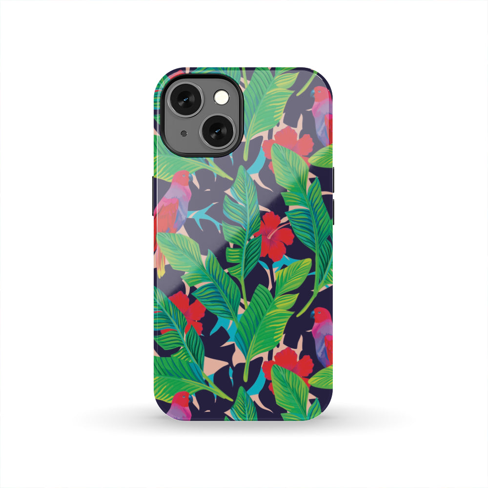 Parrot Banana Leaf Hawaii Pattern Print Tough Phone Case