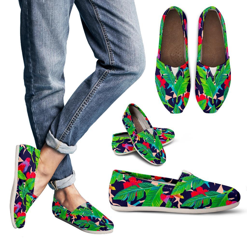 Parrot Banana Leaf Hawaii Pattern Print Women's Casual Canvas Shoes