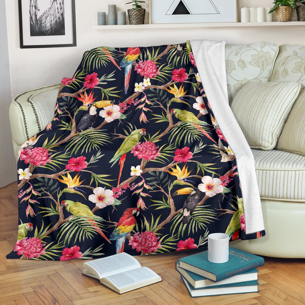Parrot Toucan Tropical Pattern Print Blanket