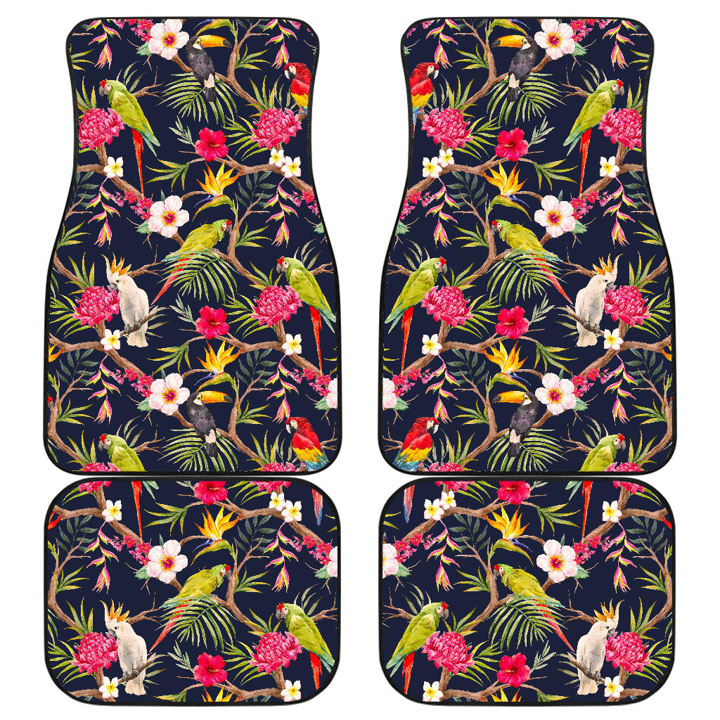Parrot Toucan Tropical Pattern Print Front and Back Car Floor Mats