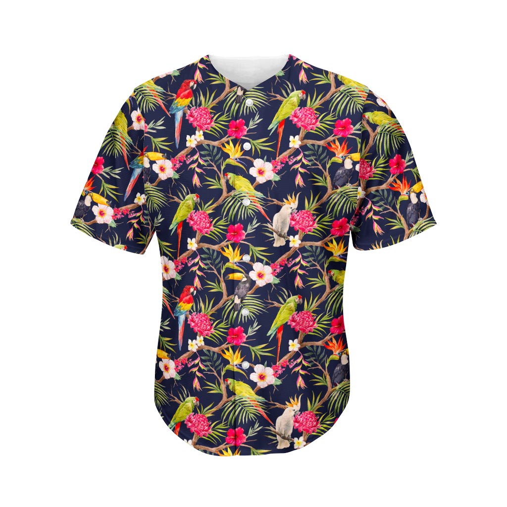 Parrot Toucan Tropical Pattern Print Men's Baseball Jersey