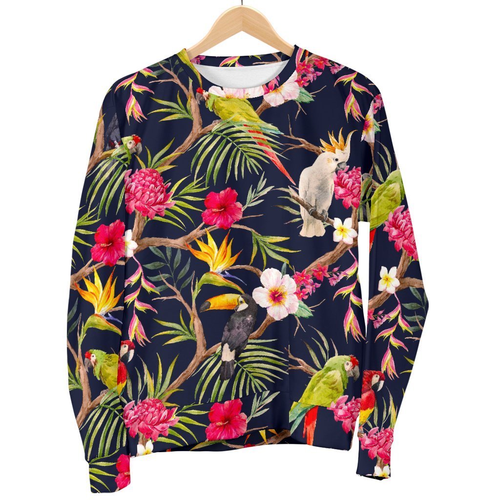 Parrot Toucan Tropical Pattern Print Men's Crewneck Sweatshirt