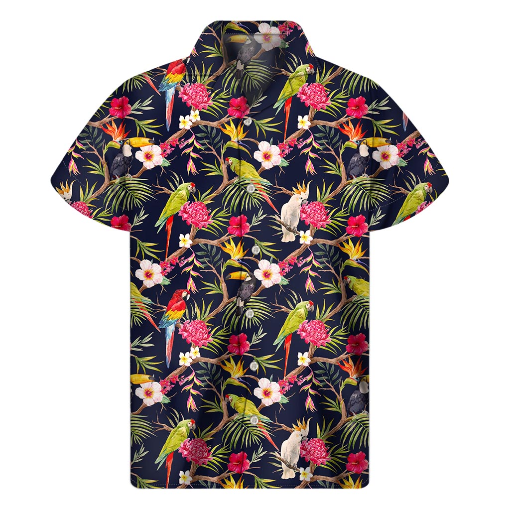 Parrot Toucan Tropical Pattern Print Men's Short Sleeve Shirt