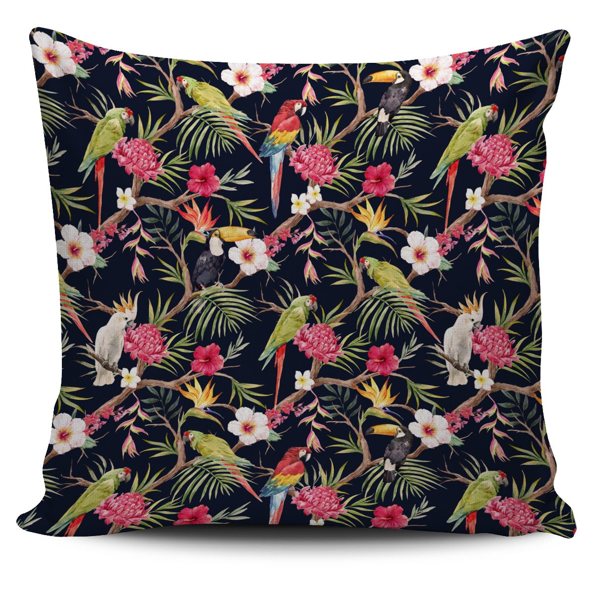 Parrot Toucan Tropical Pattern Print Pillow Cover