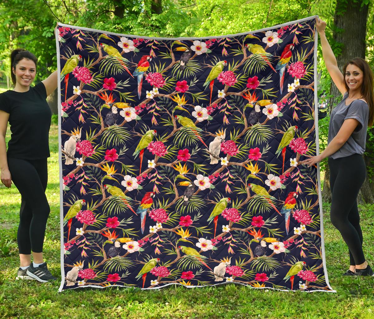 Parrot Toucan Tropical Pattern Print Quilt