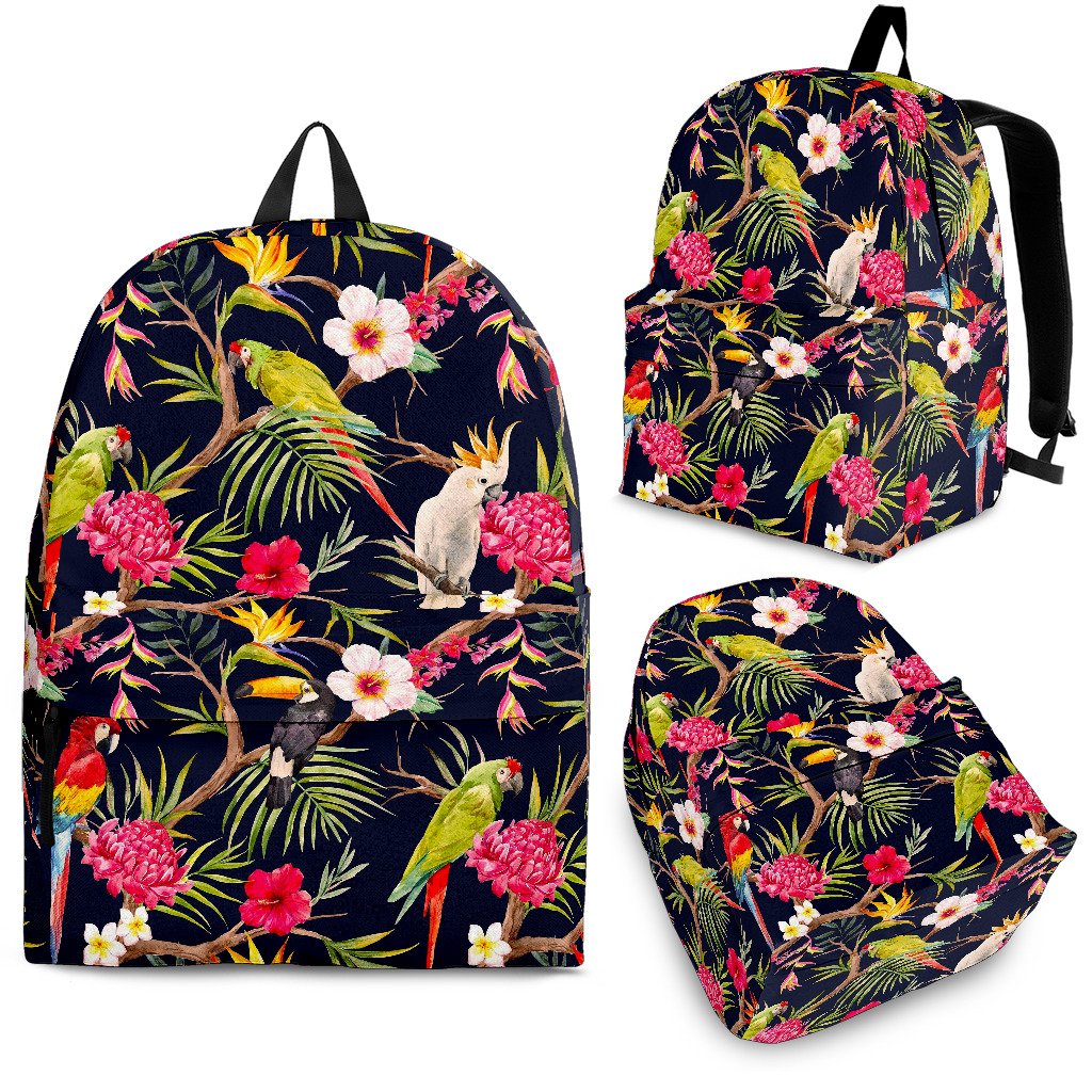 Parrot Toucan Tropical Pattern Print School Backpack