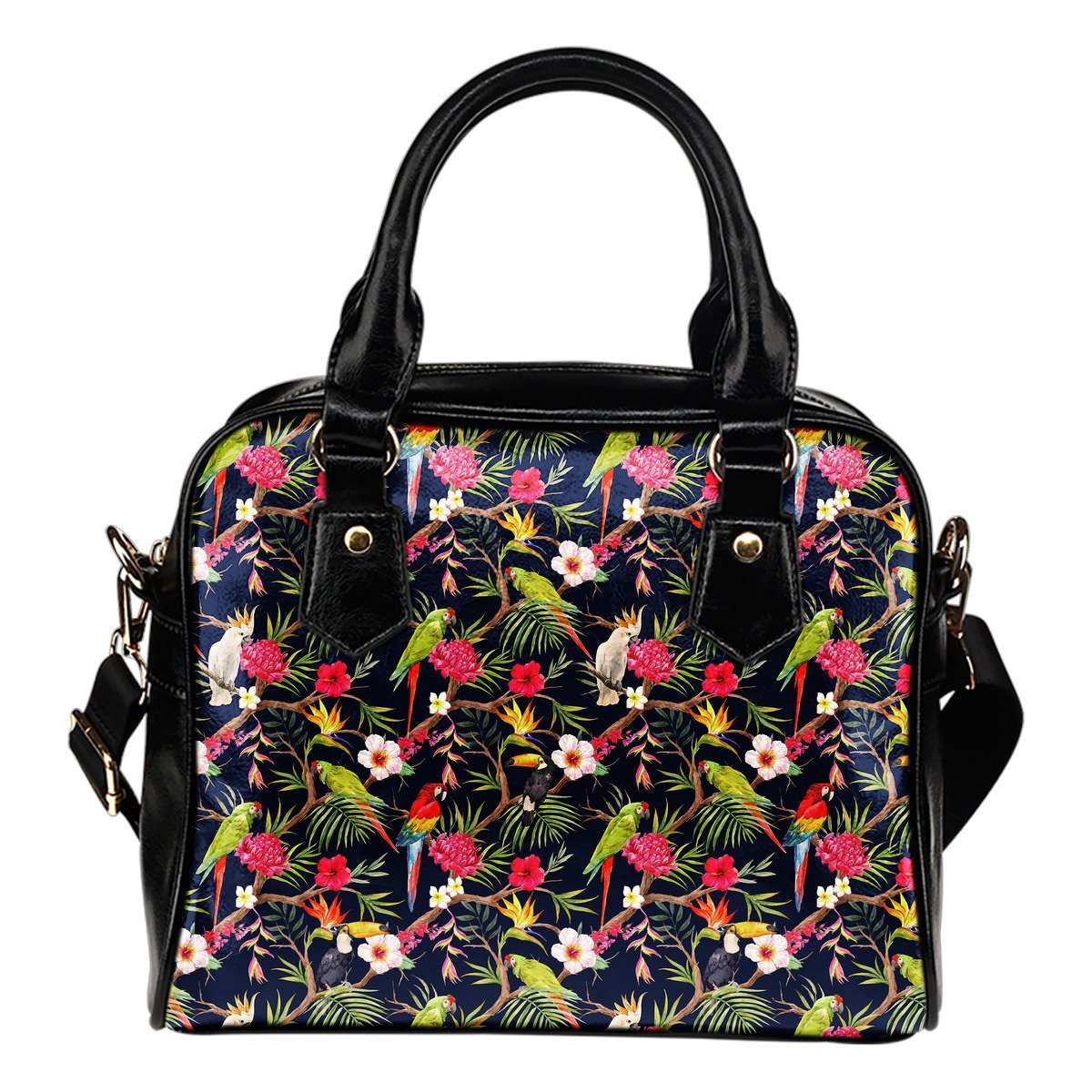 Parrot Toucan Tropical Pattern Print Shoulder Handbag