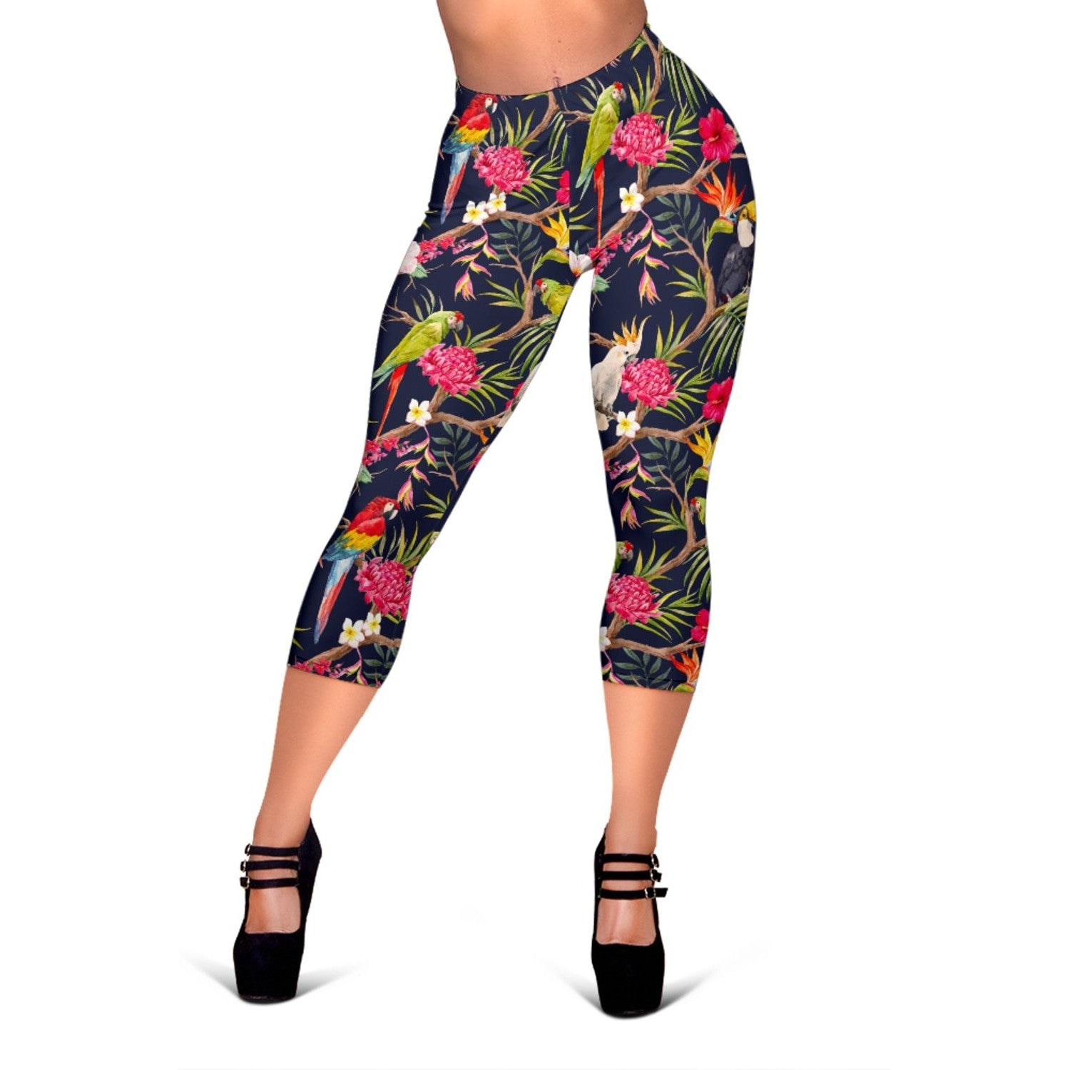 Parrot Toucan Tropical Pattern Print Women's Capri Leggings