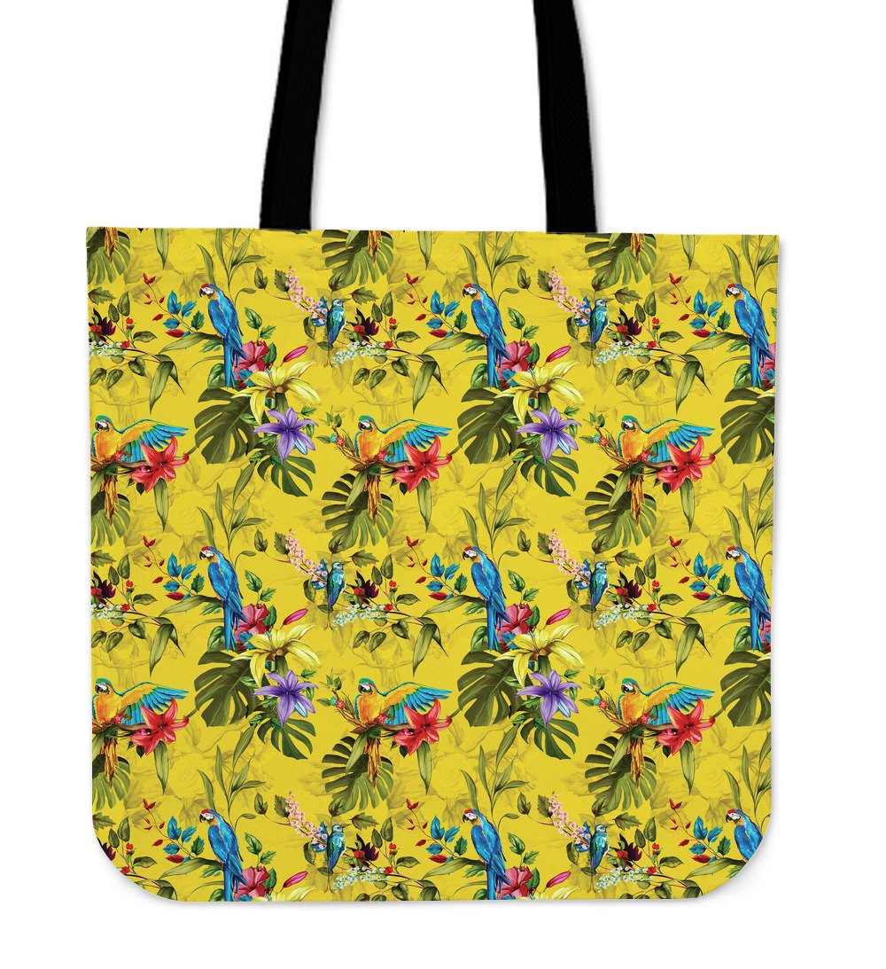 Parrot Tropical Pattern Print Canvas Tote Bag