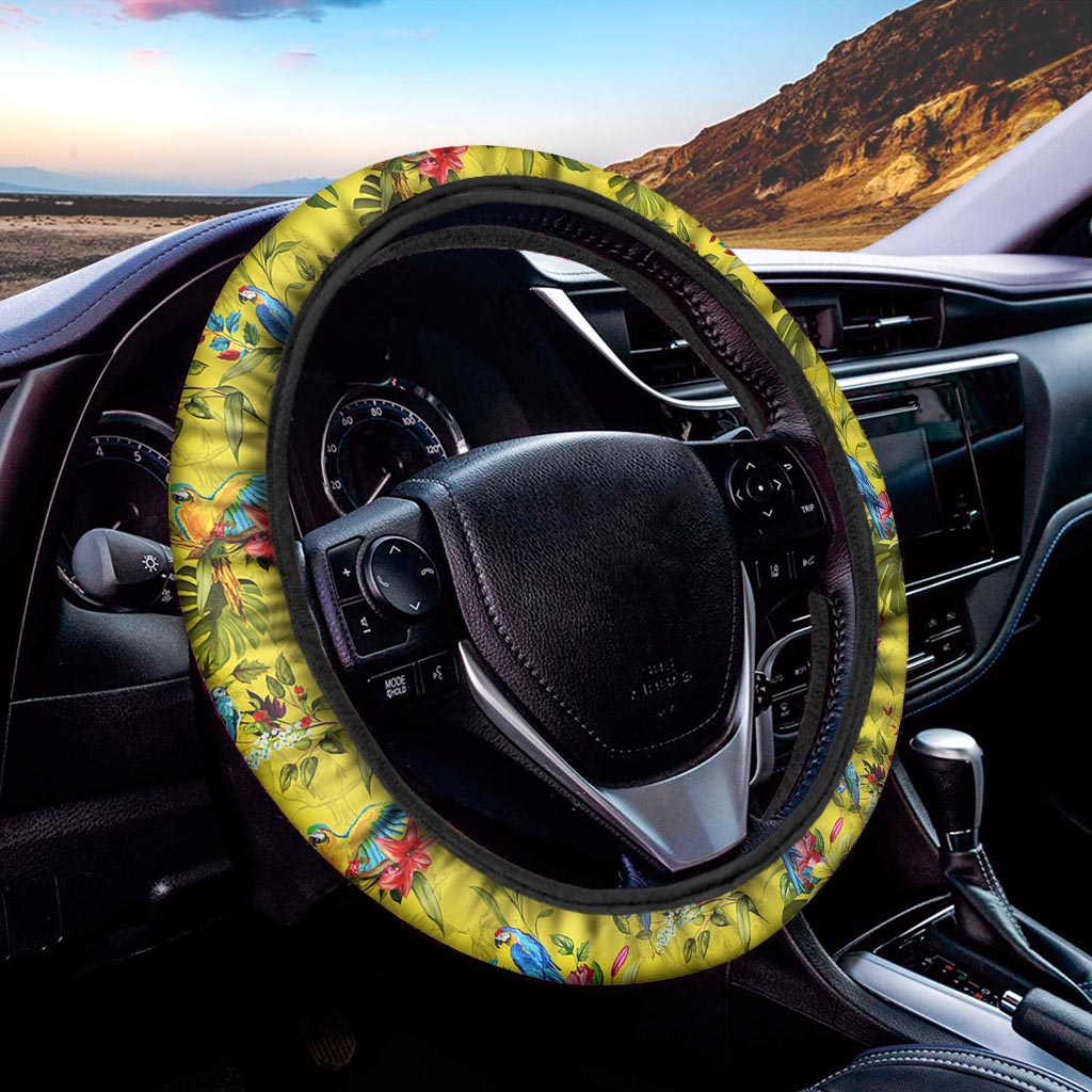 Parrot Tropical Pattern Print Car Steering Wheel Cover