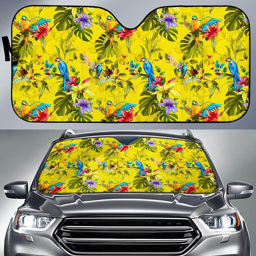 Parrot Tropical Pattern Print Car Sun Shade