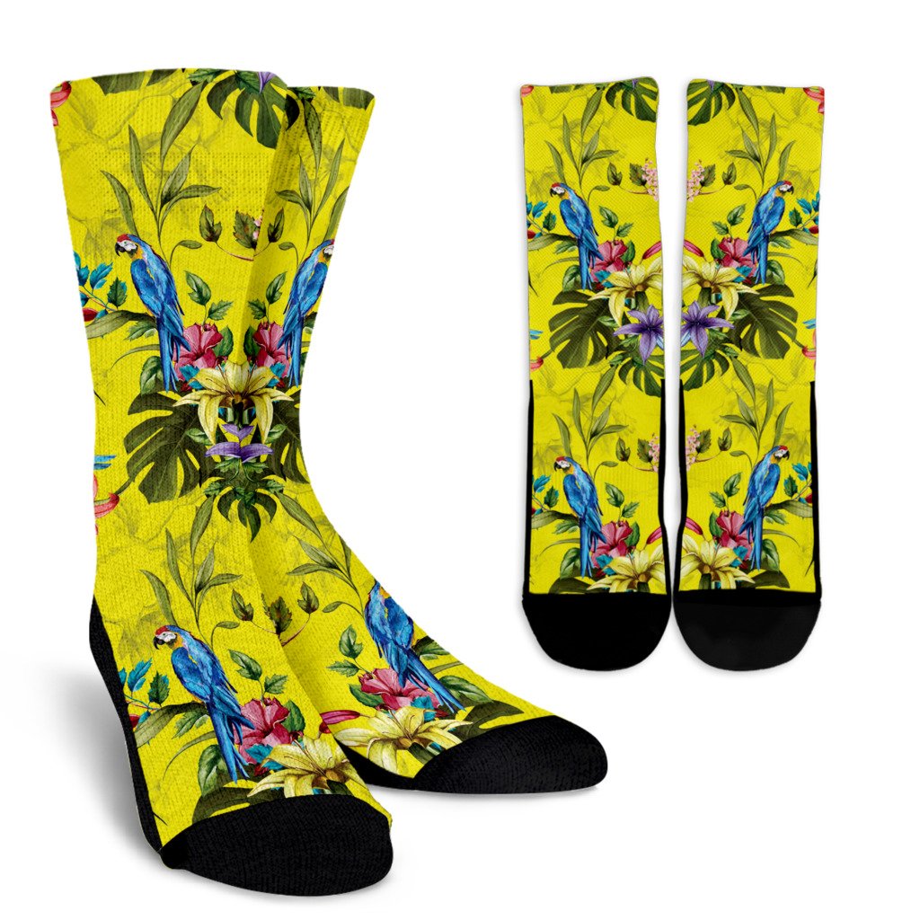 Parrot Tropical Pattern Print Crew Socks