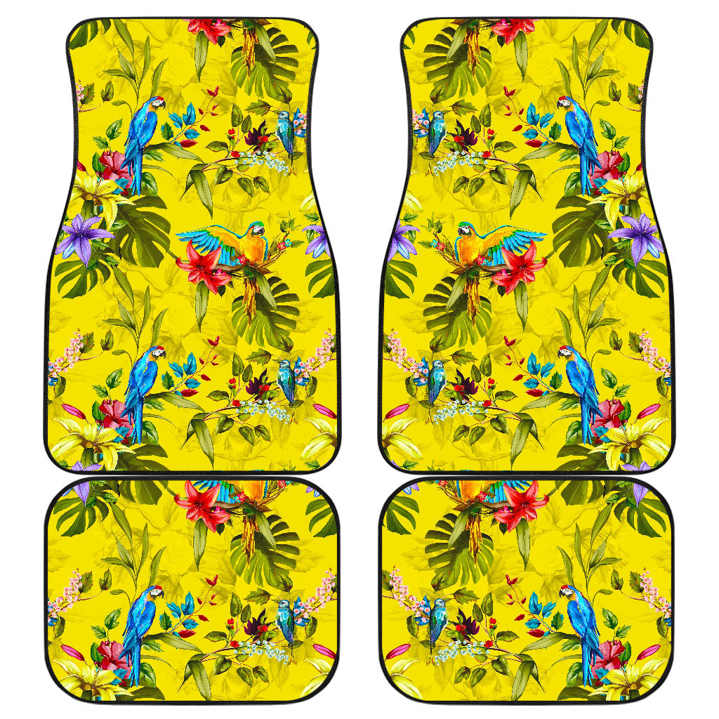 Parrot Tropical Pattern Print Front and Back Car Floor Mats