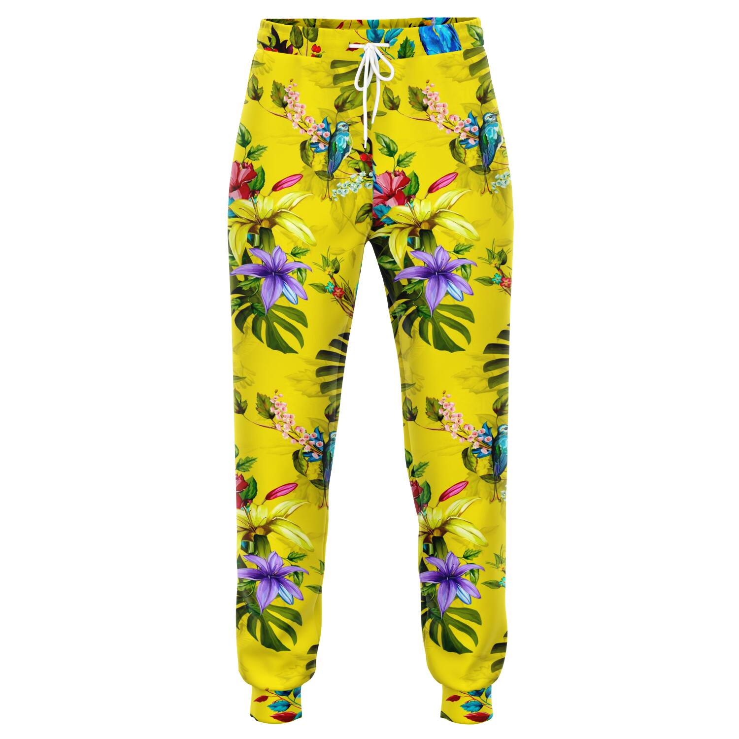 Parrot Tropical Pattern Print Jogger Pants