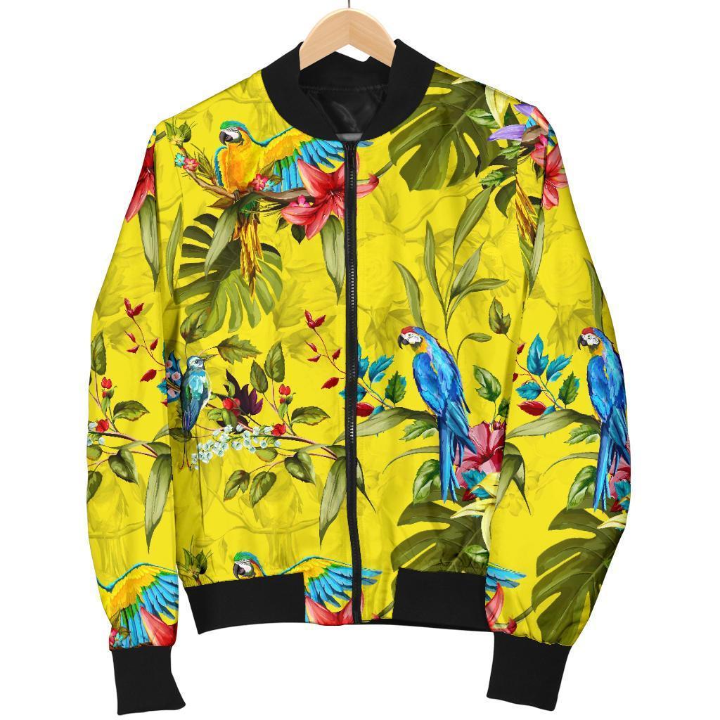 Parrot Tropical Pattern Print Men's Bomber Jacket