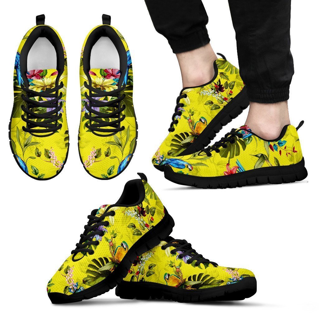 Parrot Tropical Pattern Print Men's Sneakers