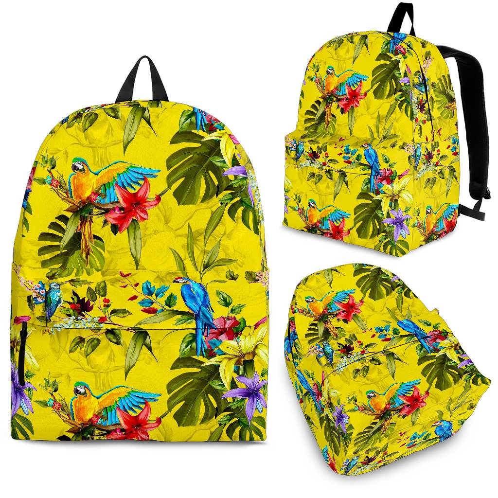 Parrot Tropical Pattern Print School Backpack