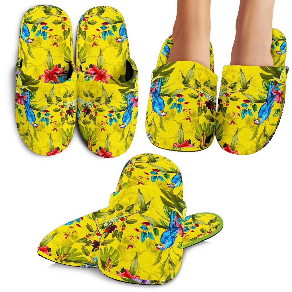 Parrot Tropical Pattern Print Slippers