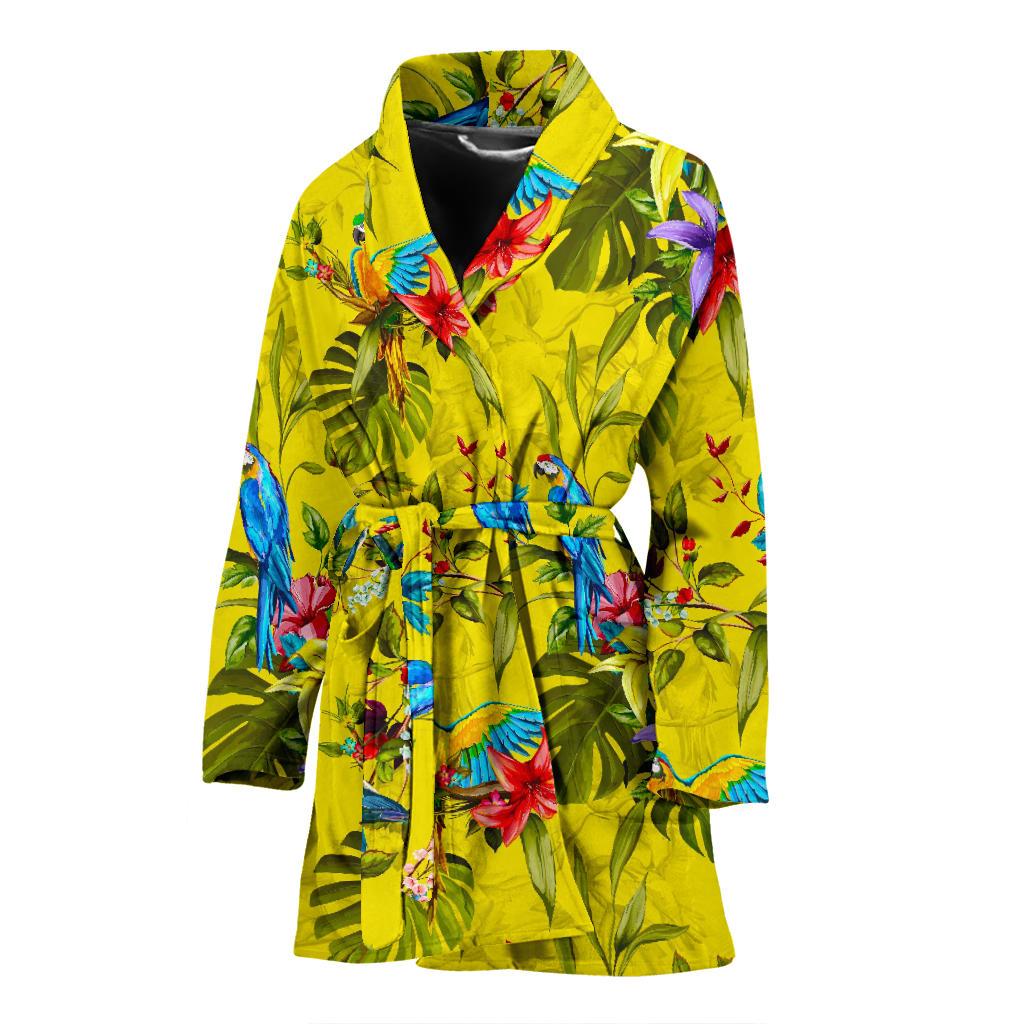 Parrot Tropical Pattern Print Women's Bathrobe