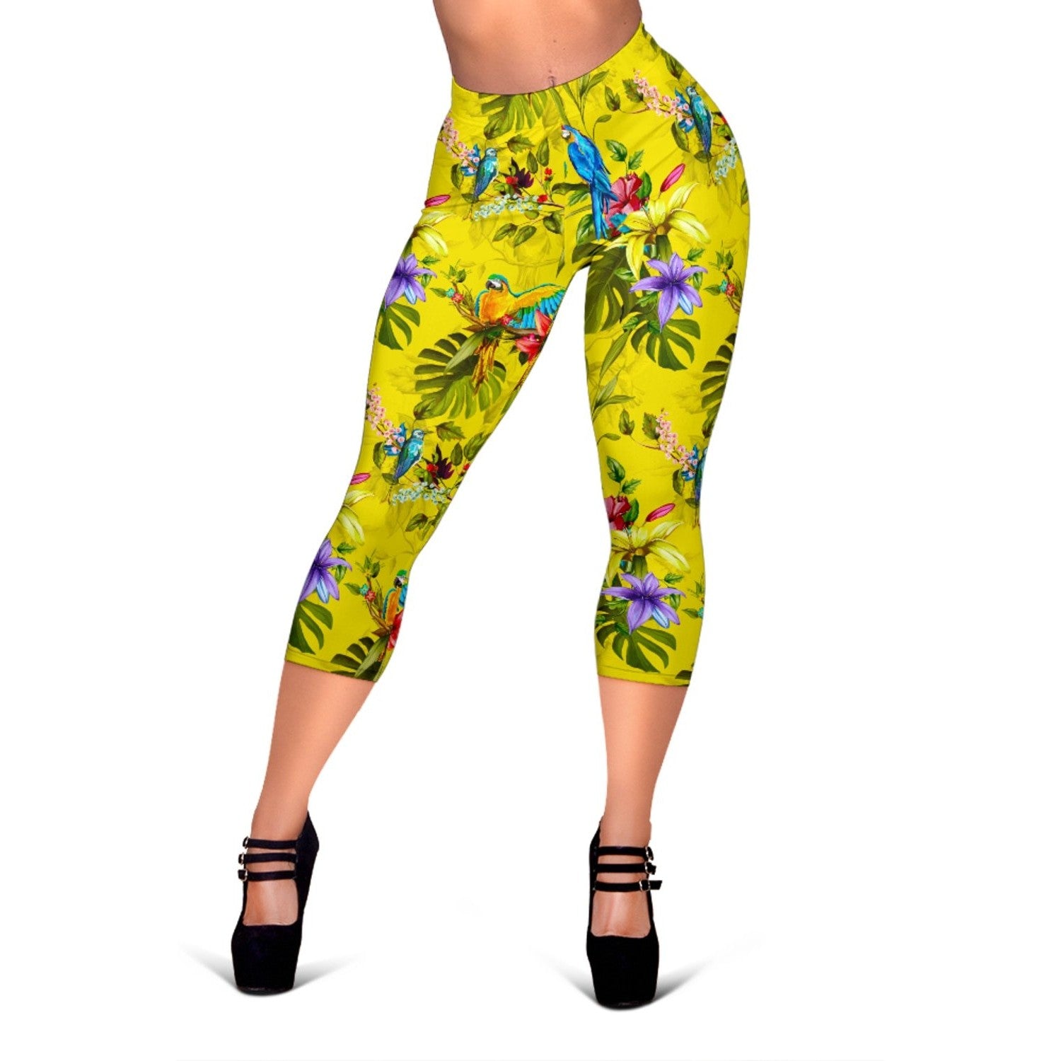 Parrot Tropical Pattern Print Women's Capri Leggings