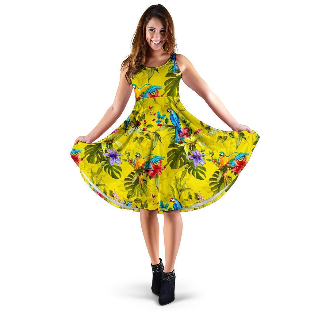 Parrot Tropical Pattern Print Women's Dress