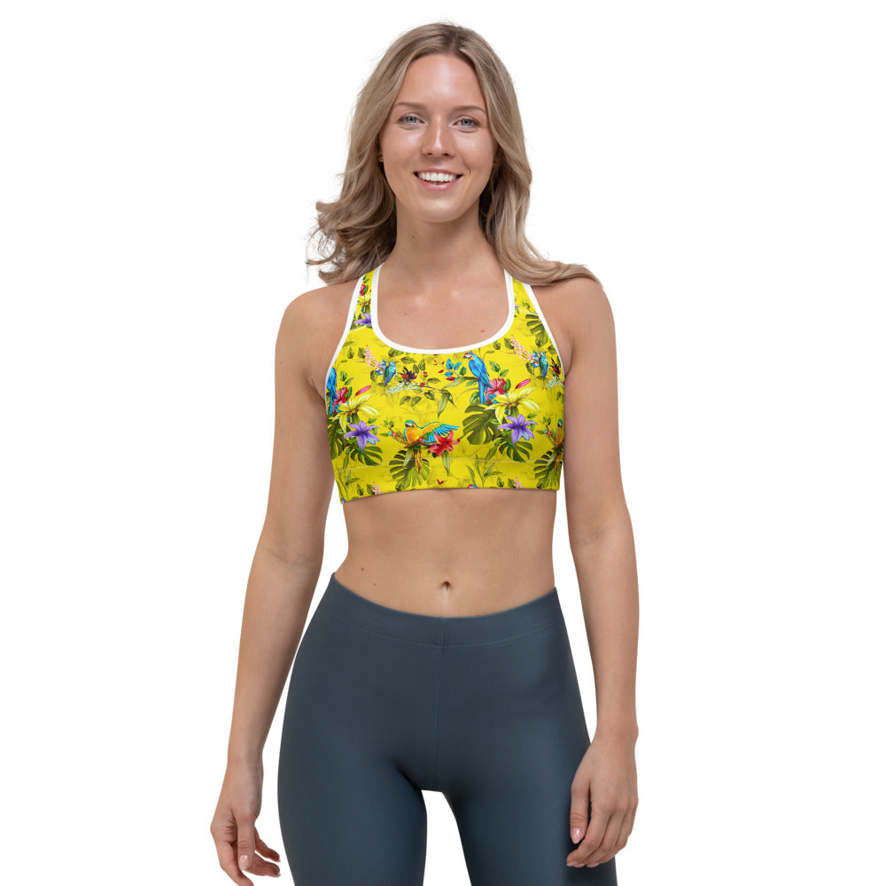 Parrot Tropical Pattern Print Women's Sports Bra